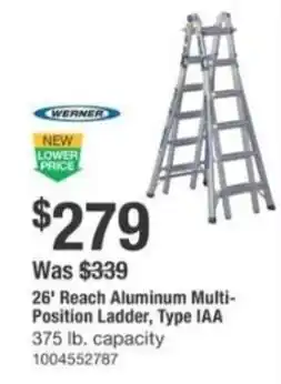The Home Depot Werner reach aluminum multi- position ladder, Type IAA offer