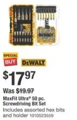 The Home Depot DeWalt maxfit ultra screwdriving bit set offer