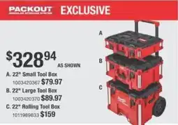 The Home Depot Rolling tool box offer