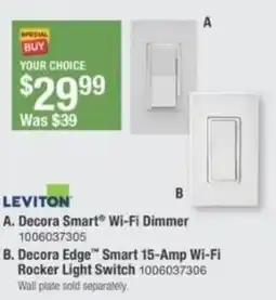 The Home Depot Leviton decora smart wi-fi dimmer offer