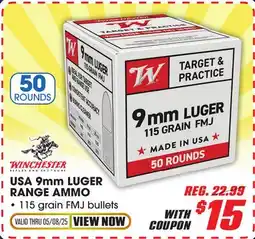 Big 5 Winchester USA 9MM Luger Range Ammo offer