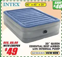 Big 5 Intex 20 Queen Essential Rest Airbed with Internal Pump offer