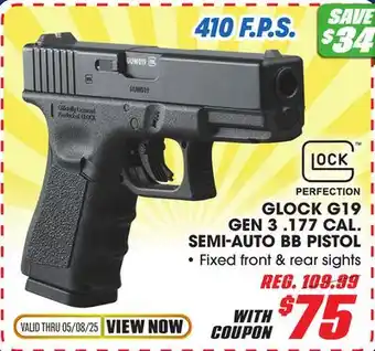 Big 5 Umarex Glock G19 Gen 3 .177 Caliber Semi-Auto BB Pistol offer