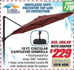 Big 5 The-Shade 10' Circular Cantilever Umbrella offer