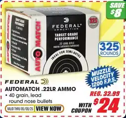 Big 5 Federal AutoMatch .22LR Ammo 325 Rounds offer