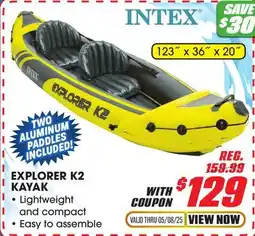 Big 5 Intex Explorer K2 Inflatable Kayak with 2 Aluminum Oars and Pump - 2-Person offer