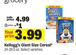 Meijer Kellogg's Giant Size Cereal offer