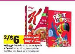 Meijer Kellogg's Cereal 8.9-16.1 oz. or Special K Cereal 11.2-13.3 oz offer