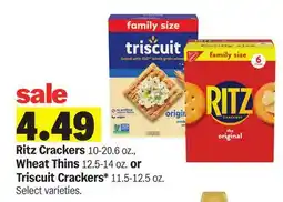 Meijer Ritz Crackers 10-20.6 oz., Wheat Thins 12.5-14 oz. or Triscuit Crackers* 11.5-12.5 oz offer