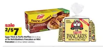 Meijer Eggo Thick & Fluffy Waffles 8.4-11.6 oz. or De Wafelbakkers Pancakes or Mini Pancakes 5.2-24 oz offer