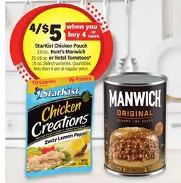Meijer StarKist Chicken Pouch 2.6 oz., Hunt's Manwich 15-16 oz. or Rotel Tomatoes* 10 oz offer