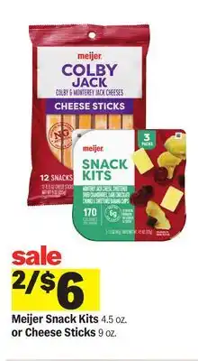 Meijer Meijer Snack Kits 4.5 oz. or Cheese Sticks 9 oz offer