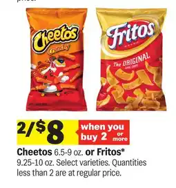 Meijer Cheetos 6.5-9 oz. or Fritos* 9.25-10 oz offer