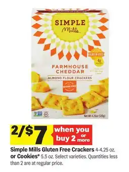 Meijer Simple Mills Gluten Free Crackers 4-4.25 oz. or Cookies offer