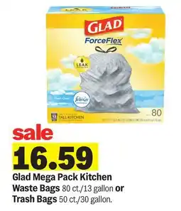 Meijer Glad Mega Pack Kitchen Waste Bags 80 ct./13 gallon or Trash Bags 50 ct./30 gallon offer