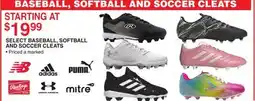 Dunham's Sports SELECT BASEBALL, SOFTBALL AND SOCCER CLEATS offer