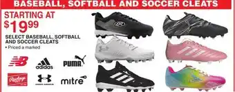Dunham's Sports SELECT BASEBALL, SOFTBALL AND SOCCER CLEATS offer