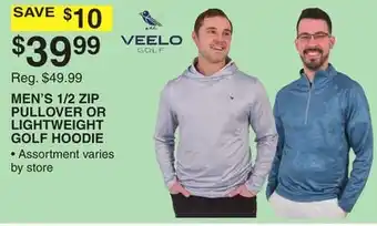 Dunham's Sports VEELO GOLF MEN'S 1/2 ZIP PULLOVER OR LIGHTWEIGHT GOLF HOODIE offer