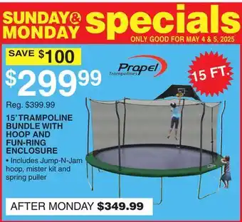 Dunham's Sports 15' TRAMPOLINE BUNDLE WITH HOOP AND FUN-RING ENCLOSURE offer