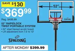 Dunham's Sports SPALDING 52 RAPIDLOCK TWIST PORTABLE SYSTEM offer