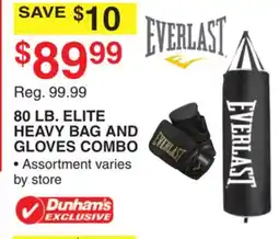Dunham's Sports EVERLAST 80 LB. ELITE HEAVY BAG AND GLOVES COMBO offer