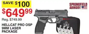 Dunham's Sports SPRINGFIELD ARMORY HELLCAT PRO OSP 9MM LASER PACKAGE offer