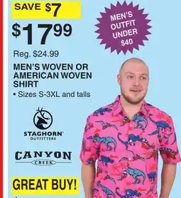 Dunham's Sports MEN'S WOVEN OR AMERICAN WOVEN SHIRT offer