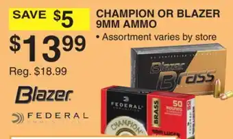 Dunham's Sports CHAMPION OR BLAZER 9MM AMMO offer
