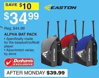 Dunham's Sports EASTON ALPHA BAT PACK offer