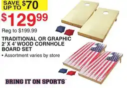 Dunham's Sports TRADITIONAL OR GRAPHIC 2' X 4' WOOD CORNHOLE BOARD SET offer