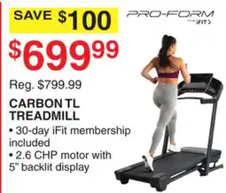Dunham's Sports PRO-FORM CARBON TL TREADMILL offer