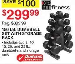 Dunham's Sports XPRT FITNESS 150 LB. DUMBBELL SET WITH STORAGE RACK offer