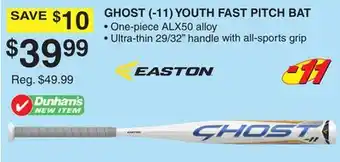 Dunham's Sports EASTON (- 11) YOUTH FAST PITCH BAT offer