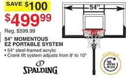 Dunham's Sports SPALDING 54 MOMENTOUS EZ PORTABLE SYSTEM offer
