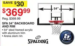 Dunham's Sports SPALDING SFA 54 BACKBOARD AND RIM offer