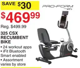 Dunham's Sports PRO-FORM 325 CSX RECUMBENT BIKE offer