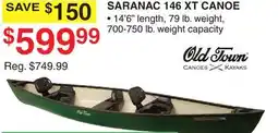 Dunham's Sports OLD TOWN SARANAC 146 XT CANOE offer