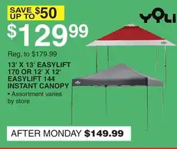 Dunham's Sports YOLI 13' X 13' EASYLIFT 170 OR 12' X 12' EASYLIFT 144 INSTANT CANOPY offer