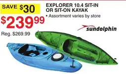 Dunham's Sports SUNDOLPHIN EXPLORER 10.4 SIT-IN OR SIT-ON KAYAK offer