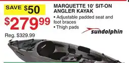 Dunham's Sports SUNDOLPHIN MARQUETTE 10' SIT-ON ANGLER KAYAK offer