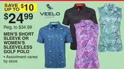 Dunham's Sports VEELO GOLF MEN'S SHORT SLEEVE OR WOMEN'S SLEEVELESS GOLF POLO offer