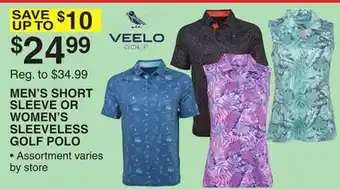Dunham's Sports VEELO GOLF MEN'S SHORT SLEEVE OR WOMEN'S SLEEVELESS GOLF POLO offer