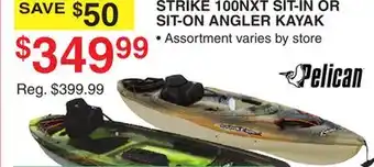 Dunham's Sports PELICAN STRIKE 100NXT SIT-IN OR SIT-ON ANGLER KAYAK offer