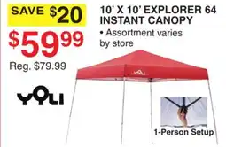 Dunham's Sports YOLI 10' X 10' EXPLORER 64 INSTANT CANOPY offer