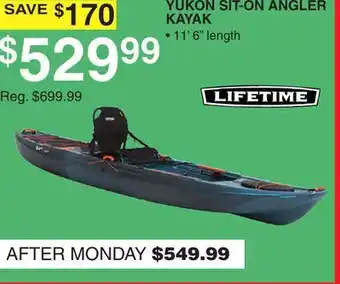 Dunham's Sports LIFETIME YUKON SIT-ON ANGLER KAYAK offer