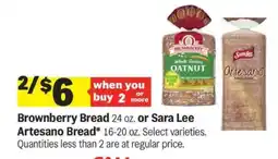 Meijer Brownberry Bread or Sara Lee Artesano Bread offer