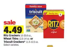 Meijer Ritz Crackers, Wheat Thins, or Triscuit Crackers offer