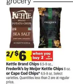 Meijer Kettle Brand Chips, Frederik's by Meijer Kettle Chips, Cape Cod Chips offer