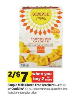 Meijer Simple Mills Gluten Free Crackers or Cookies offer
