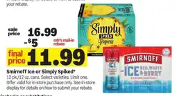 Meijer Smirnoff Ice or Simply Spiked offer